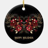 Red Decorative Flowers Holiday Ornament (Achterkant)