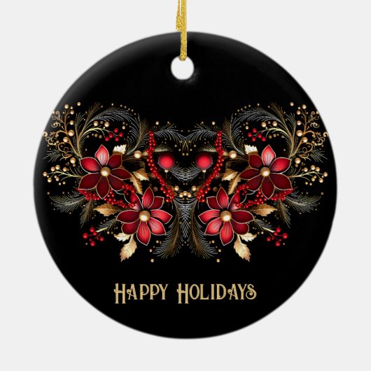 Red Decorative Flowers Holiday Ornament (Achterkant)