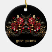 Red Decorative Flowers Holiday Ornament (Voorkant)