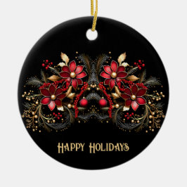 Red Decorative Flowers Holiday Ornament
