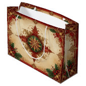 Red Decorative Holiday Gift Bag Groot Cadeauzakje (Achterkant Gekanteld)