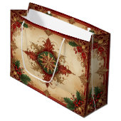 Red Decorative Holiday Gift Bag Groot Cadeauzakje (Voorkant Gekanteld)