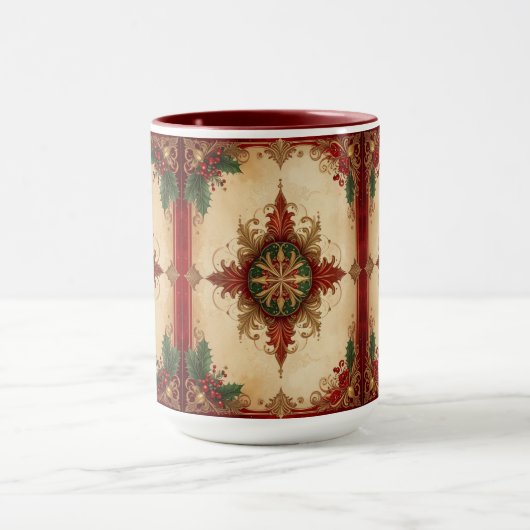 Red Decorative Holiday Mug Mok (Midden)