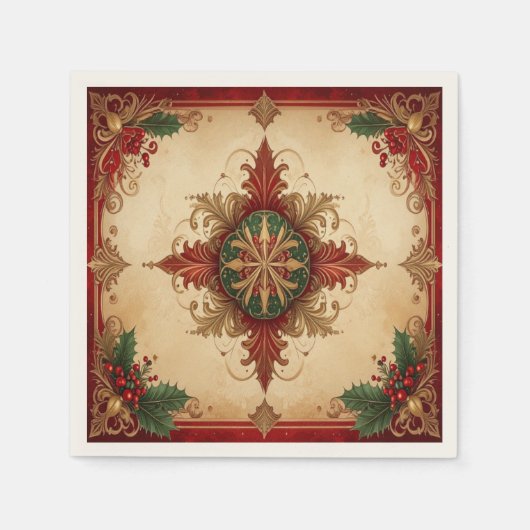 Red Decorative Holiday Napkin Servet (Voorkant)