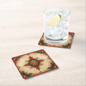 Red Decorative Holiday Paper Coaster Kartonnen Onderzetters (Insitu)