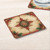 Red Decorative Holiday Paper Coaster Kartonnen Onderzetters (Schuin)