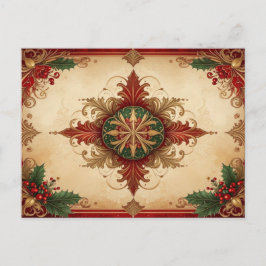 Red Decorative Holiday Postcard Briefkaart