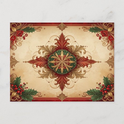 Red Decorative Holiday Postcard Briefkaart (Voorkant)
