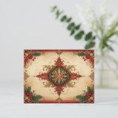 Red Decorative Holiday Postcard Briefkaart (Staand voorkant)