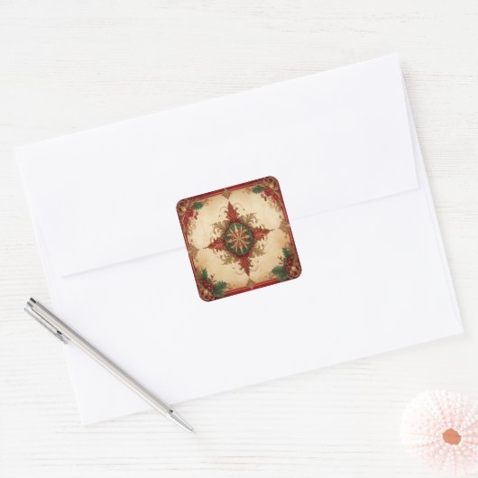 Red Decorative Holiday Sticker (Envelop)