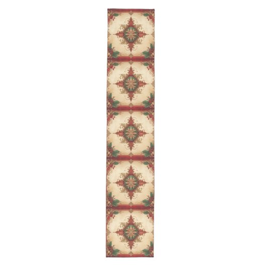 Red Decorative Holiday Table Runner Medium Tafelloper (Voorkant)