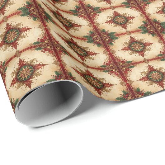 Red Decorative Holiday Wrapping Paper Cadeaupapier (Rol Hoek)