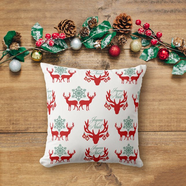 Red Deer Antlers Pattern Cabin Kerstmis Patroon Kussen (Creator heeft geüpload)