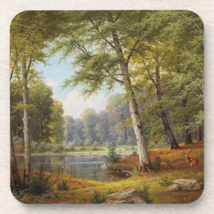 Red Deer beroemd gemaakt door The Forest Pond Bier Onderzetter