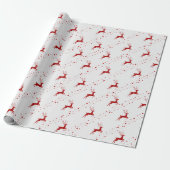 Red Deer Christmas Sneeuw Eenvoudig patroon Cadeaupapier (Uitgerold)