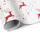 Red Deer Christmas Sneeuw Eenvoudig patroon Cadeaupapier (Rol Hoek)