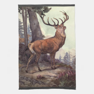 Red Deer door Winifred Austen,  wilde dieren Theedoek