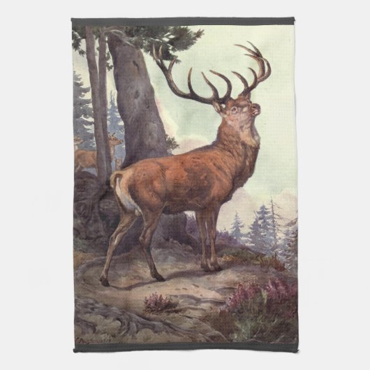 Red Deer door Winifred Austen,  wilde dieren Theedoek (Verticaal)