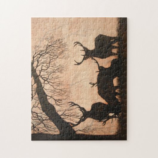 Red Deer Evening Silhouette 252-stuk Puzzle Legpuzzel (Verticaal)