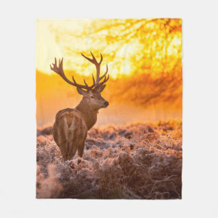 Red Deer in Morning Sun. herten, dieren, wilde die Fleece Deken