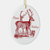 Red Deer Reindein Bossen Aangepast kerstfeest Keramisch Ornament (Rechts)