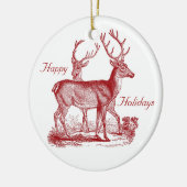 Red Deer Reindein Bossen Aangepast kerstfeest Keramisch Ornament (Links)