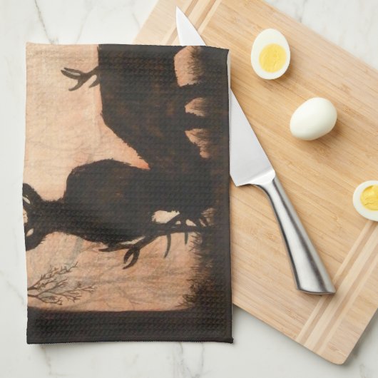 Red Deer Scene Kitchen Towel Theedoek (Quarter Fold)
