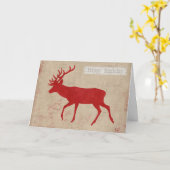 Red Deer Silhouette Birthday Card Kaart (Gele Bloem)