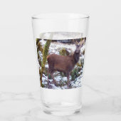 Red Deer Stag in Sneeuw Glas (Achterkant)