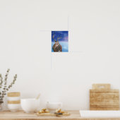 Red Deer stag in sneeuw Poster (Keuken)
