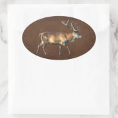 Red Deer Stag Wildlife Animal Design Ovale Sticker (Tas)