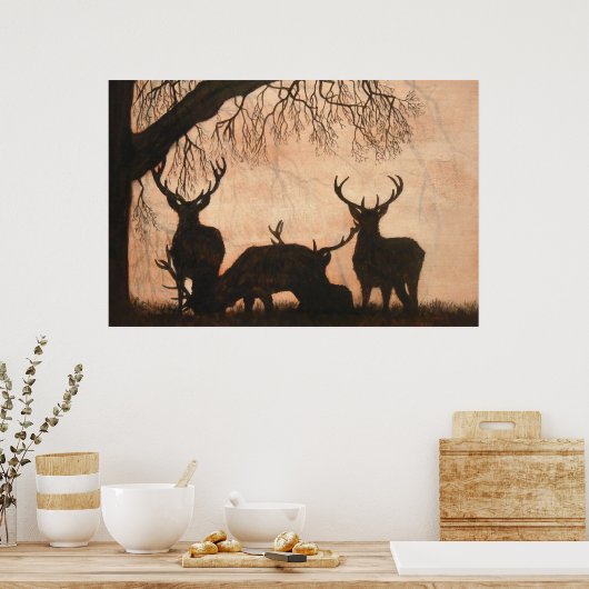 Red Deer Stags Poster (Keuken)