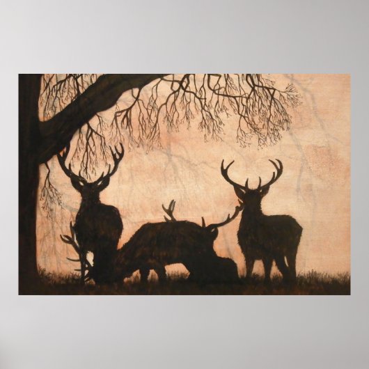 Red Deer Stags Poster (Voorkant)