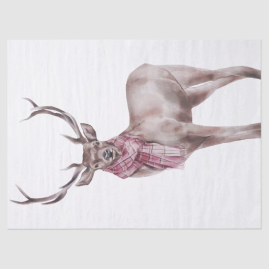 Red Deer Tartan Scalf Waterverf Tissuepapier (Voorkant)