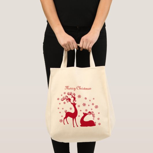 Red Deers en sneeuwvlokken kersttas Tote Bag (Voorkant (product))
