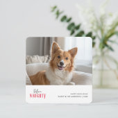 Red Define Naughty Funny Dog Christmas Pet Foto Feestdagenkaart (Staand voorkant)