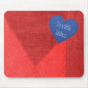 Red Denim Heart met Citaat Muismat