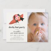 Red Derby Pet Roos 1e verjaardag Foto Kaart (Voorkant)