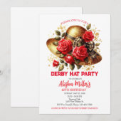 Red Derby Pet Rozen Verjaardagsfeestje Uitnodiging (Voorkant / Achterkant)