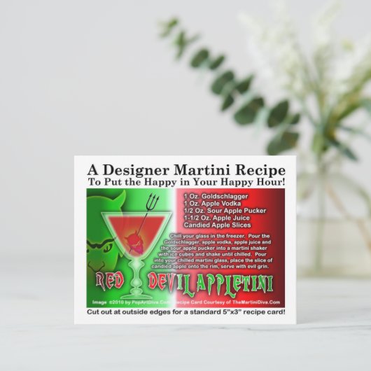 Red Devil Apple Martini Halloween Recept Briefkaar Briefkaart (Staand voorkant)