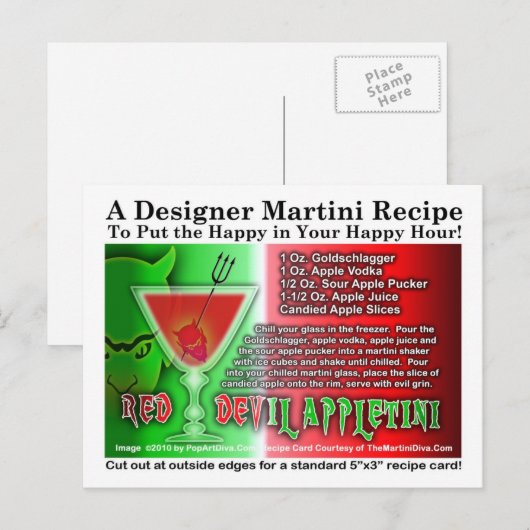Red Devil Apple Martini Halloween Recept Briefkaar Briefkaart (Voorkant / Achterkant)