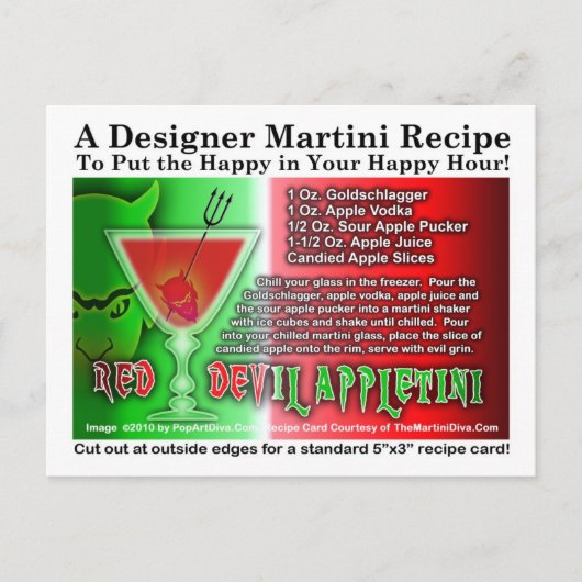 Red Devil Apple Martini Halloween Recept Briefkaar Briefkaart (Voorkant)
