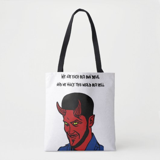 Red Devil Demon Man Lucifer Hell citeert Art Tote Bag (Voorkant)
