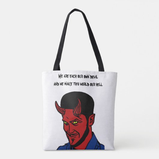 Red Devil Demon Man Lucifer Hell citeert Art Tote Bag (Achterkant)