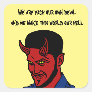 Red Devil Demon Man Lucifer Hell citeert Art Vierkante Sticker