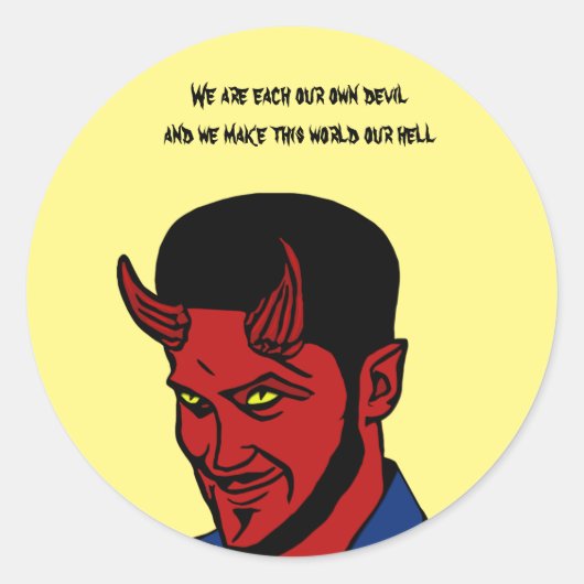 Red Devil Demon Man Lucifer Horror Gothic Art Ronde Sticker (Voorkant)