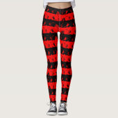 Red Devil en Black Halloween Nightmare Stripes Leggings (Voorkant)