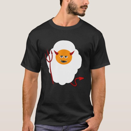 Red Devil Horns Tail Pitchfork Deviled Fried Egg H T-shirt (Voorkant)