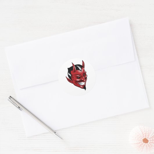 Red Devil Ronde Sticker (Envelop)