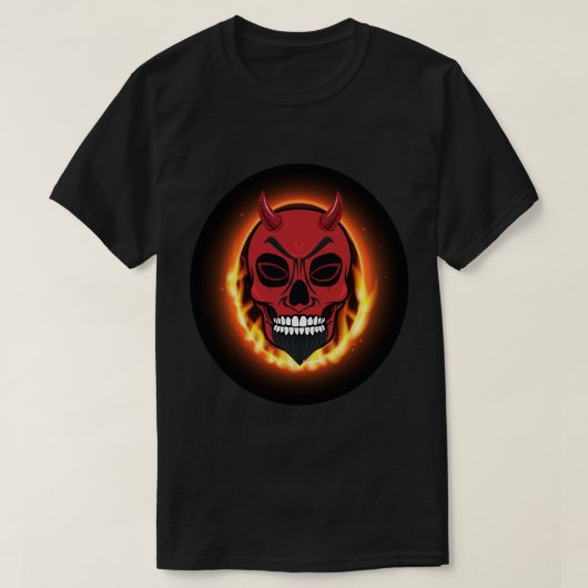 Red Devil Skull Skeleton Demon Tshirt (Design voorkant)